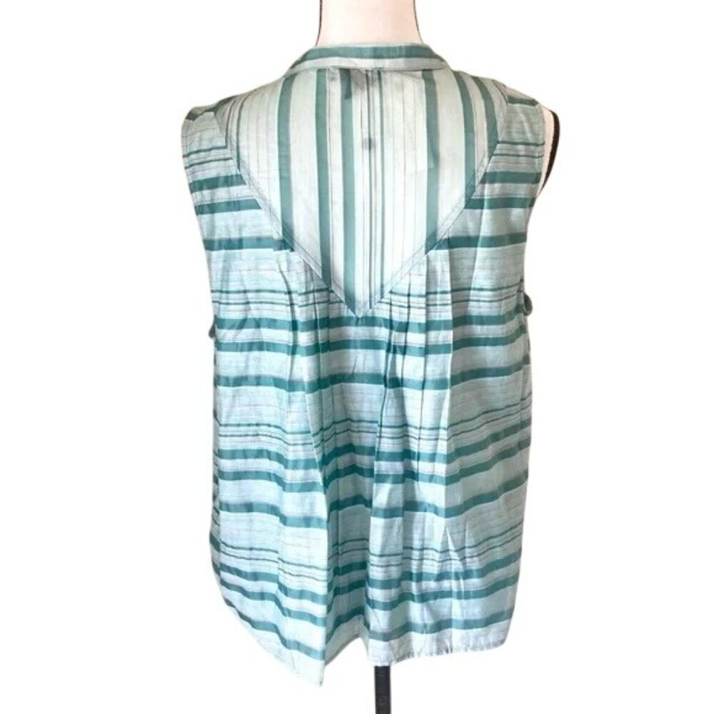 Anthropologie Current Air Green Stripe Top - Picture 3 of 6